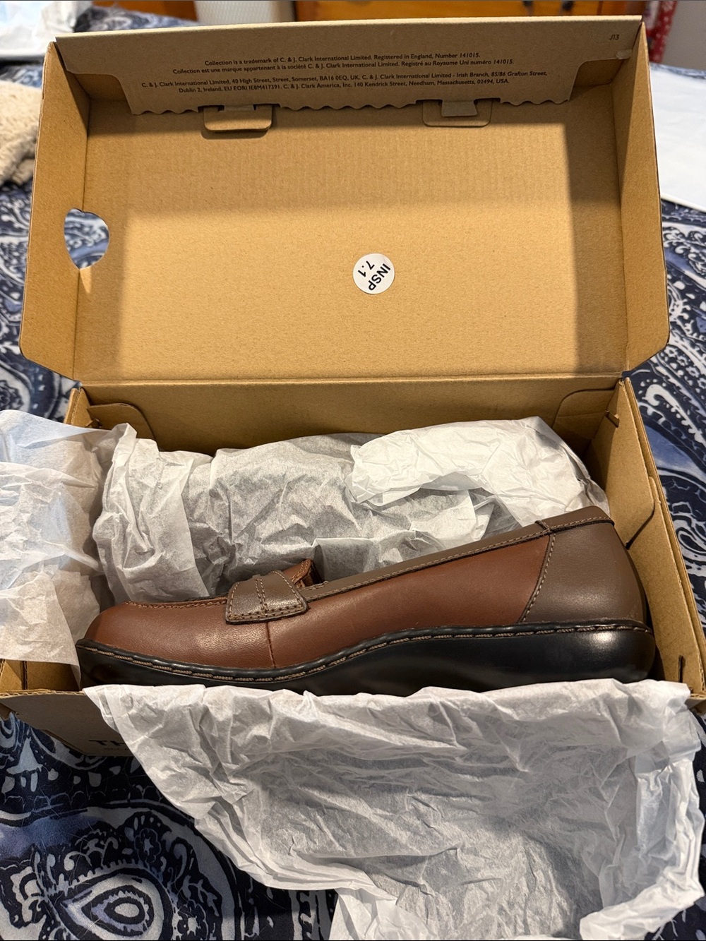 Clarks Ashland Bubble Brown Leather Slip-On Loafers. NIB